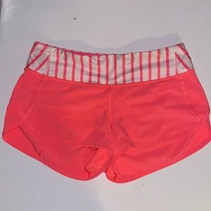 Lululemon neon coral speed up shorts